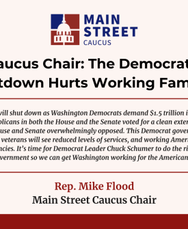 Main Street Caucus Shutdown Statement 