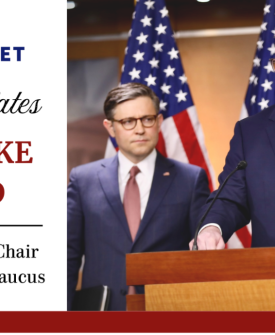Photo of Representative flood at a podium with text reading,"Congratulations Representative Mike Flood - Newly elected chair of Main Street Caucus"